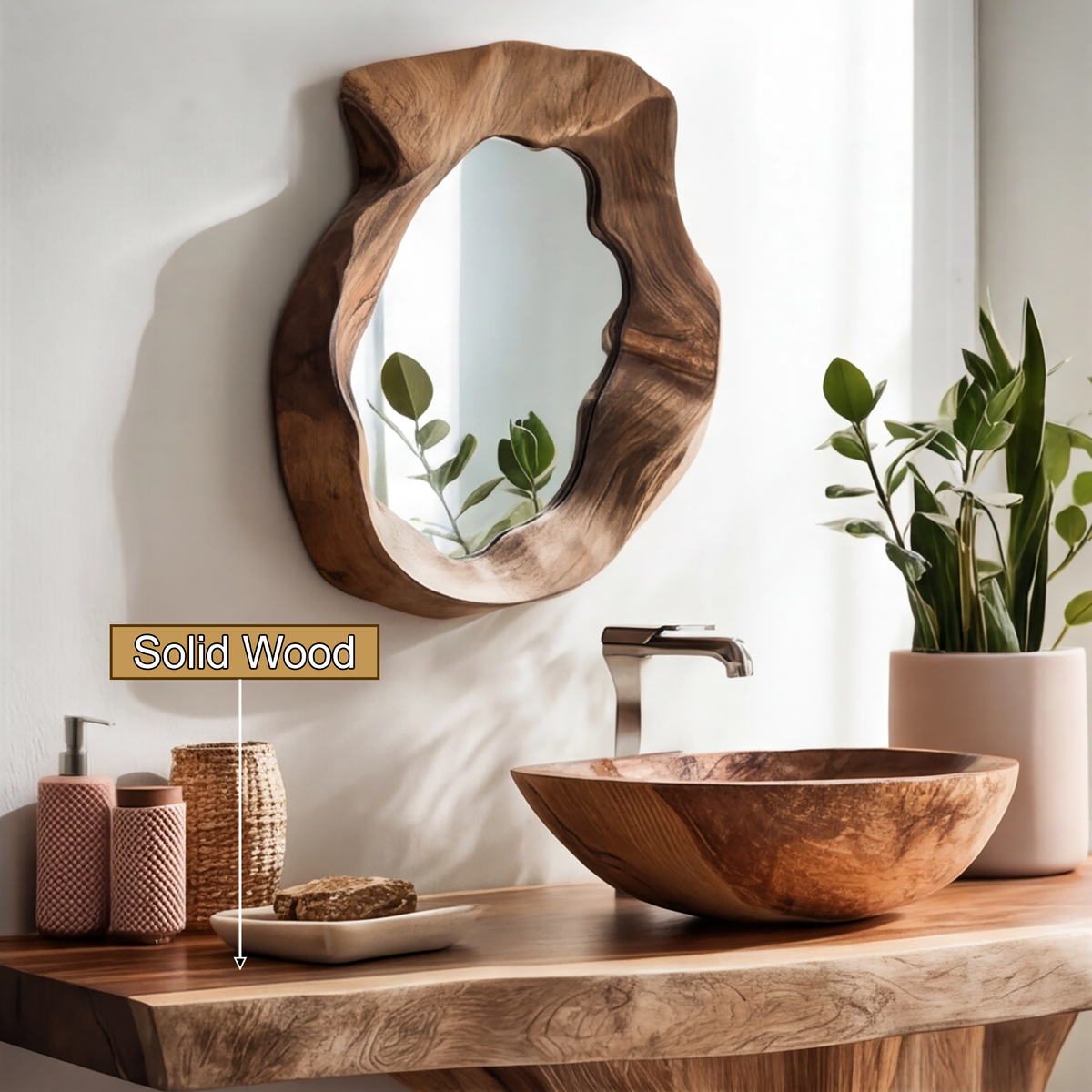 Velthora Rootform Solid Wood Freestanding Bathroom Vanity